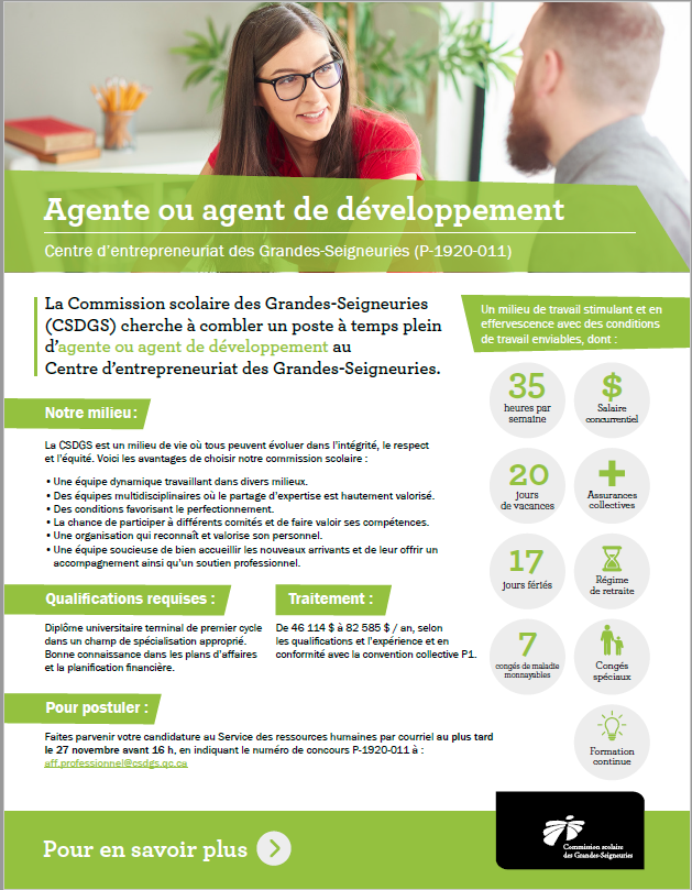 Conseillère / conseiller d’orientation - Commission scolaire des Grandes-Seigneuries (CSDGS) Conseillère / conseiller d’orientation - Commission scolaire des Grandes-Seigneuries (CSDGS)